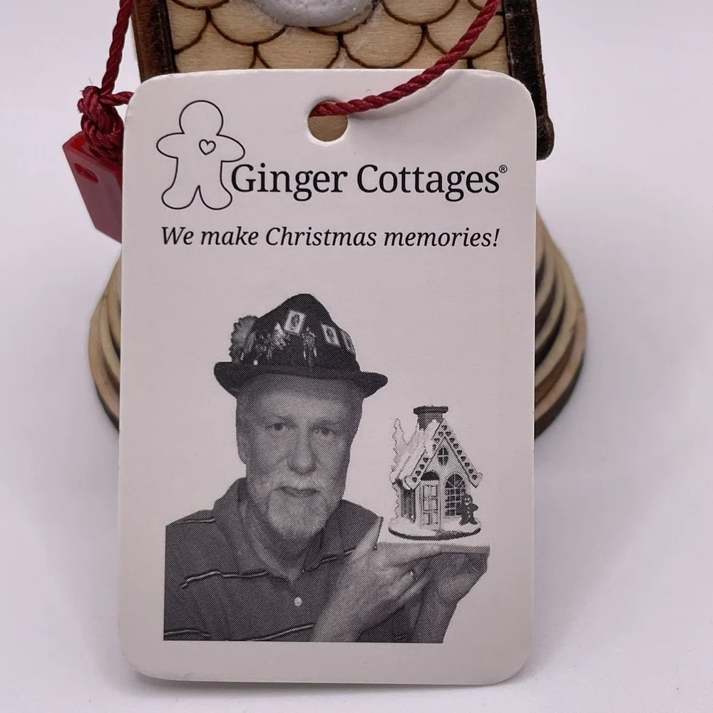 Ginger Cottages 2019 Snowy Gingerbread House Lighted Wooden Christmas Ornament‎